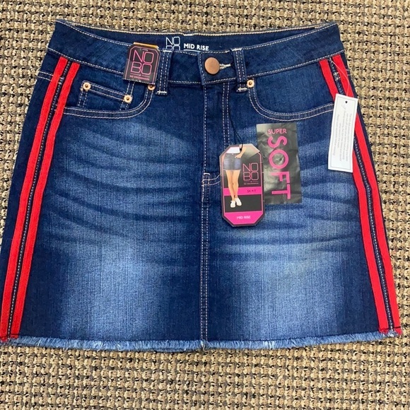 NWT NoBo Mid Rise with Stripes Denim Skirt Size Junior 9 - Picture 1 of 5